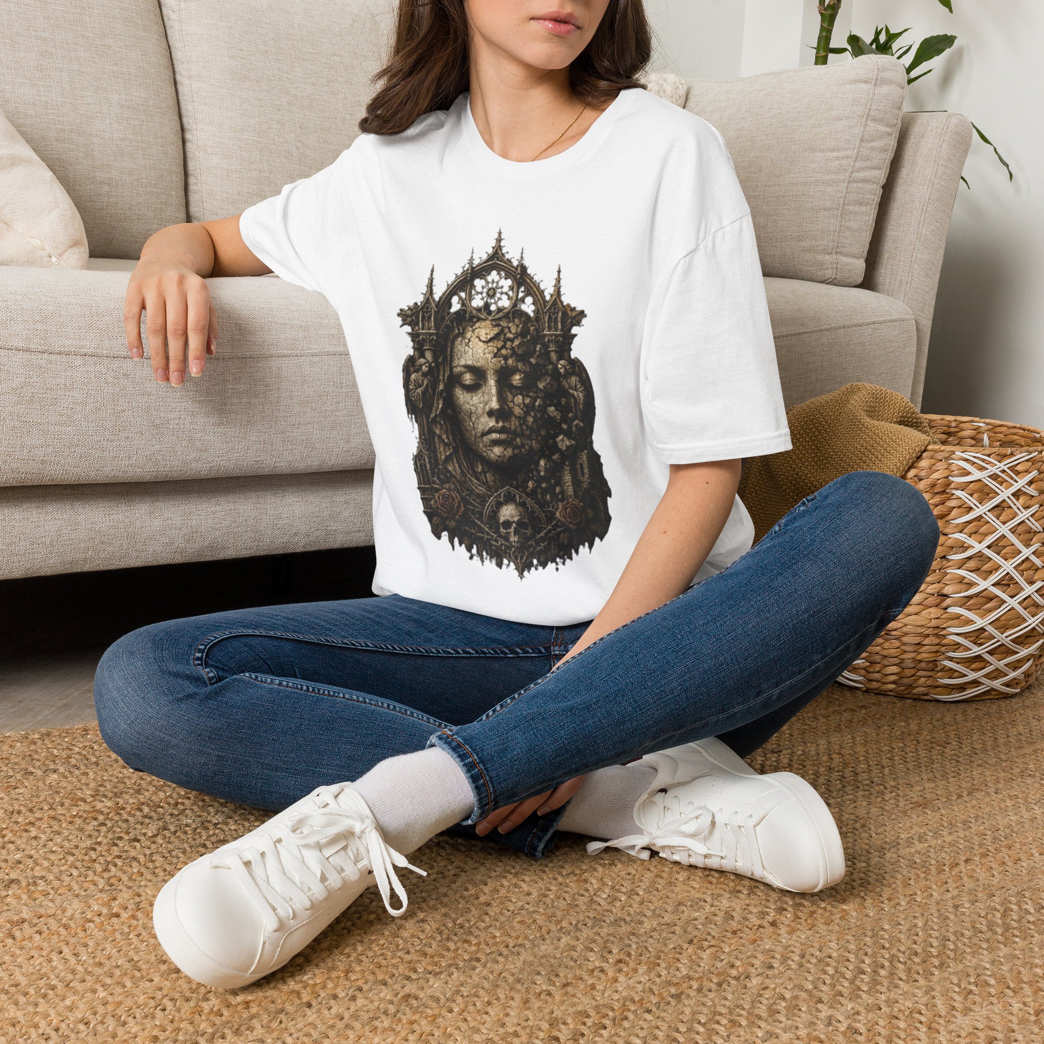 Gothic Queen T-Shirt — Ornate Crowned Woman Art Tee - Image 2