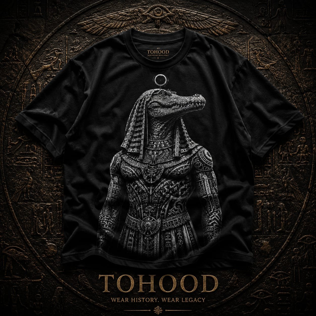 T-Shirt — Pharaoh Crocodile Graphic Tee (Ancient Egyptian Inspired)