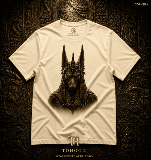 20260729051849-1f18b0cf-b6a3-6368-88db-8ecd5d420678.png Anubis-Inspired Graphic T-Shirt — Egyptian Jackal Head Design