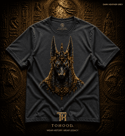 20260729051850-1f18b0cf-bd58-6f00-8da5-3e1b30c7ee70.png Anubis-Inspired Graphic T-Shirt — Egyptian Jackal Head Design