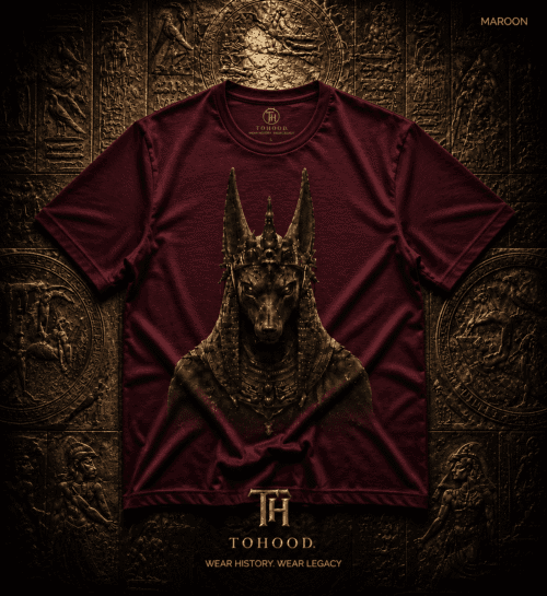 20260729051851-1f18b0cf-c0f8-6f2a-b16b-6e0ebd9b9215.png Anubis-Inspired Graphic T-Shirt — Egyptian Jackal Head Design