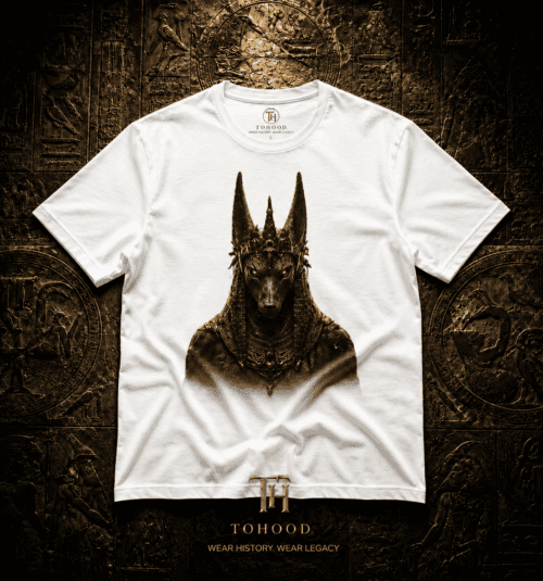 20260729051851-1f18b0cf-c255-6d32-b9c7-ba7485e3fc77.png Anubis-Inspired Graphic T-Shirt — Egyptian Jackal Head Design