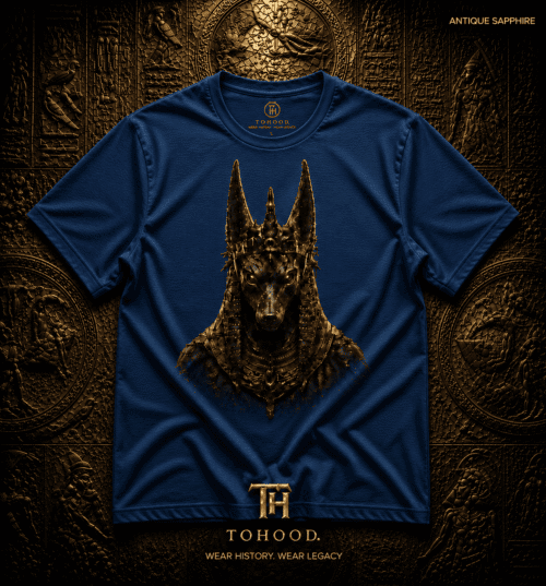 20260729051851-1f18b0cf-c3b0-6e34-9b0d-824745f04a1b.png Anubis-Inspired Graphic T-Shirt — Egyptian Jackal Head Design