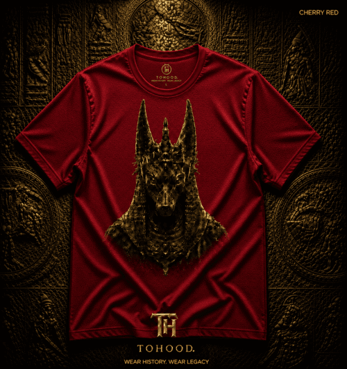 20260729051851-1f18b0cf-c8a7-656e-8eaf-b28b31394b36.png Anubis-Inspired Graphic T-Shirt — Egyptian Jackal Head Design