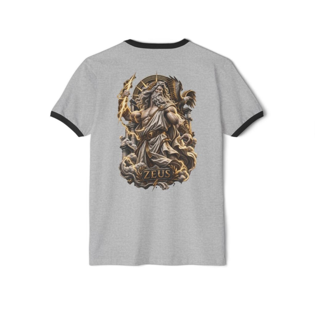 Zeus Thunder Ringer T-Shirt — Vintage Greek God Lightning Tee
