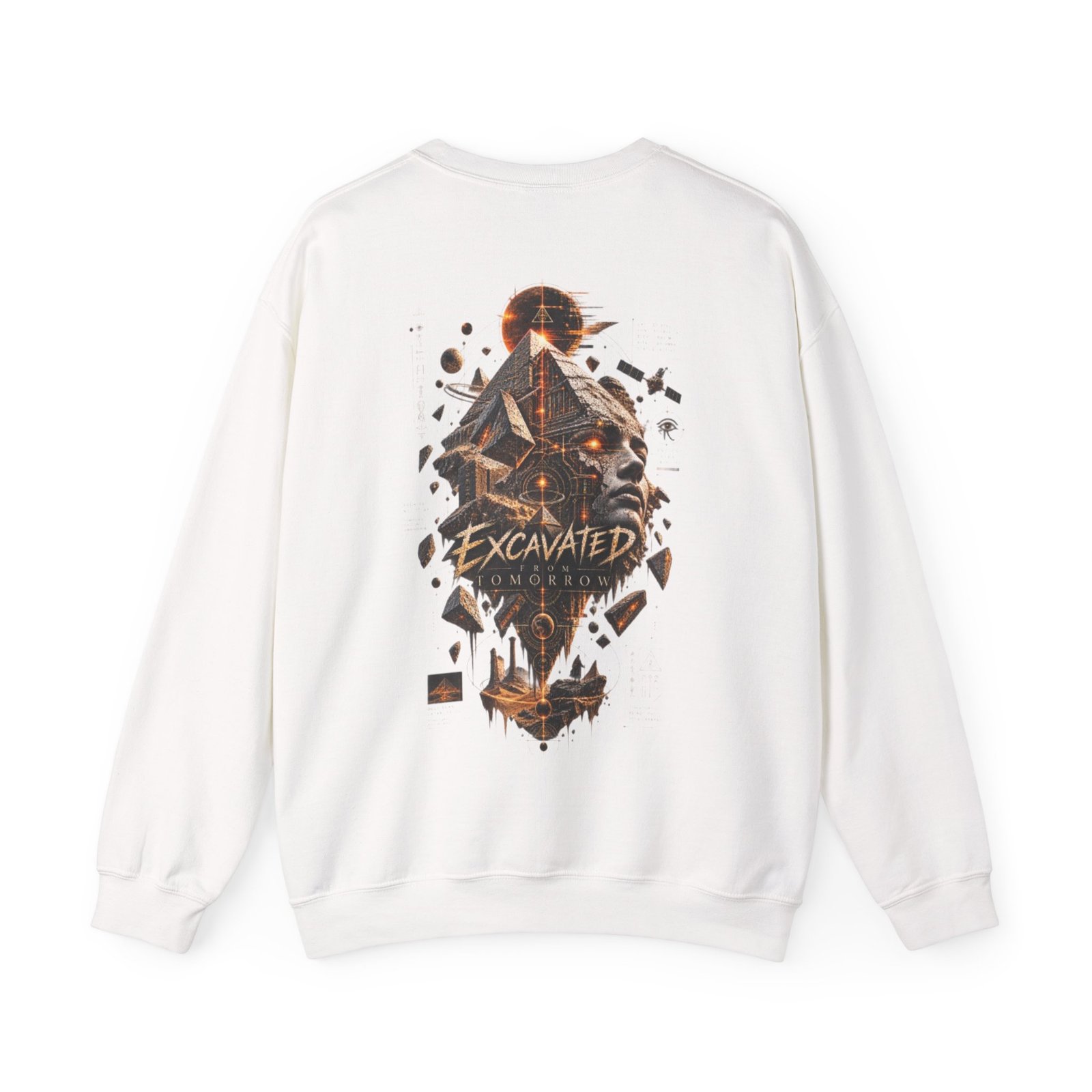 Crewneck Sweatshirt — "Excavated From Tomorrow" Retro Futurism Graphic Pullover - Image 4