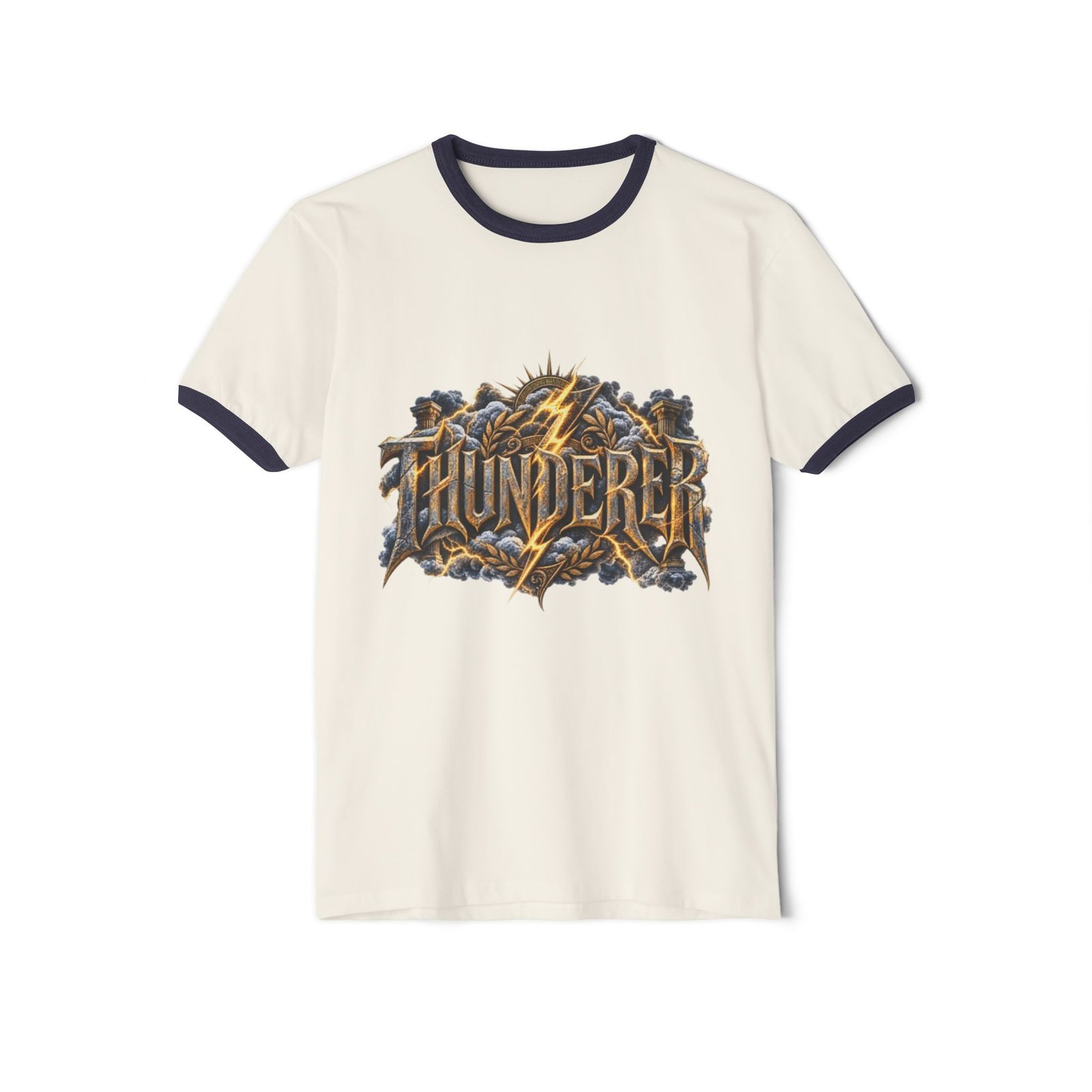 Zeus Thunder Ringer T-Shirt — Vintage Greek God Lightning Tee
