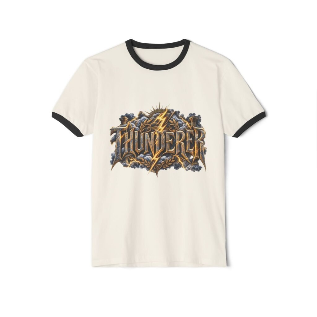 Zeus Thunder Ringer T-Shirt — Vintage Greek God Lightning Tee