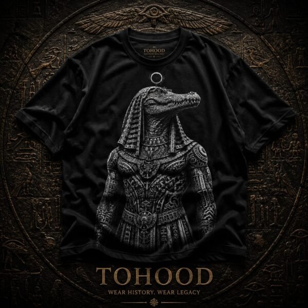 T-Shirt — Pharaoh Crocodile Graphic Tee (Ancient Egyptian Inspired)
