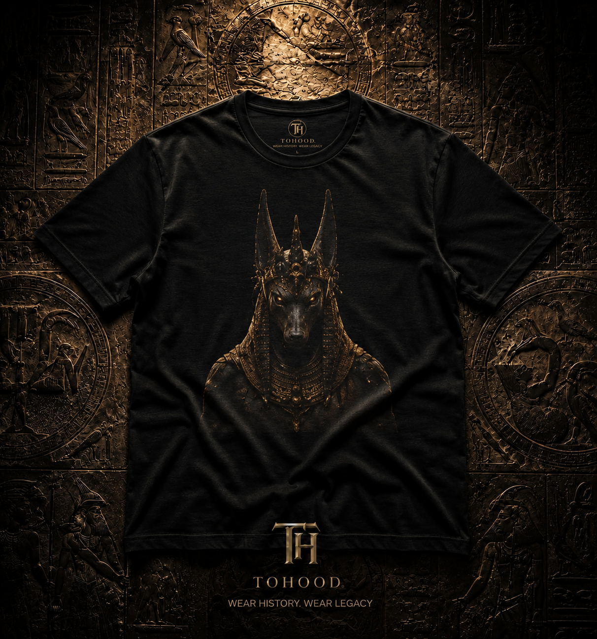 Anubis-Inspired Graphic T-Shirt — Egyptian Jackal Head Design