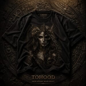 Gothic Moon Goddess T-Shirt — Dark Floral Portrait Tee