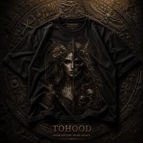 Gothic Moon Goddess T-Shirt — Dark Floral Portrait Tee