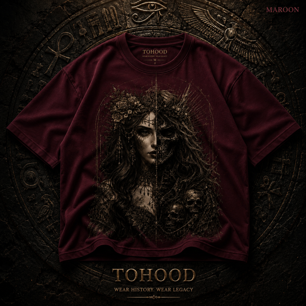 Gothic Moon Goddess T-Shirt — Dark Floral Portrait Tee