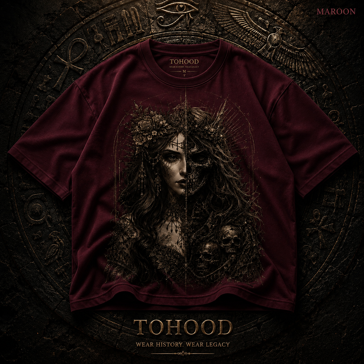 Gothic Moon Goddess T-Shirt — Dark Floral Portrait Tee - Image 13