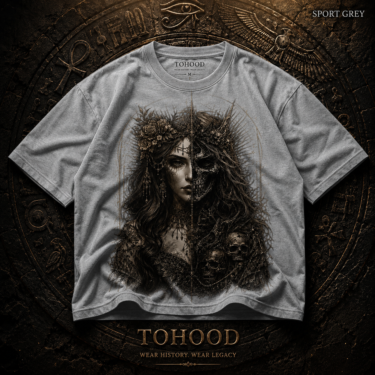 Gothic Moon Goddess T-Shirt — Dark Floral Portrait Tee - Image 9