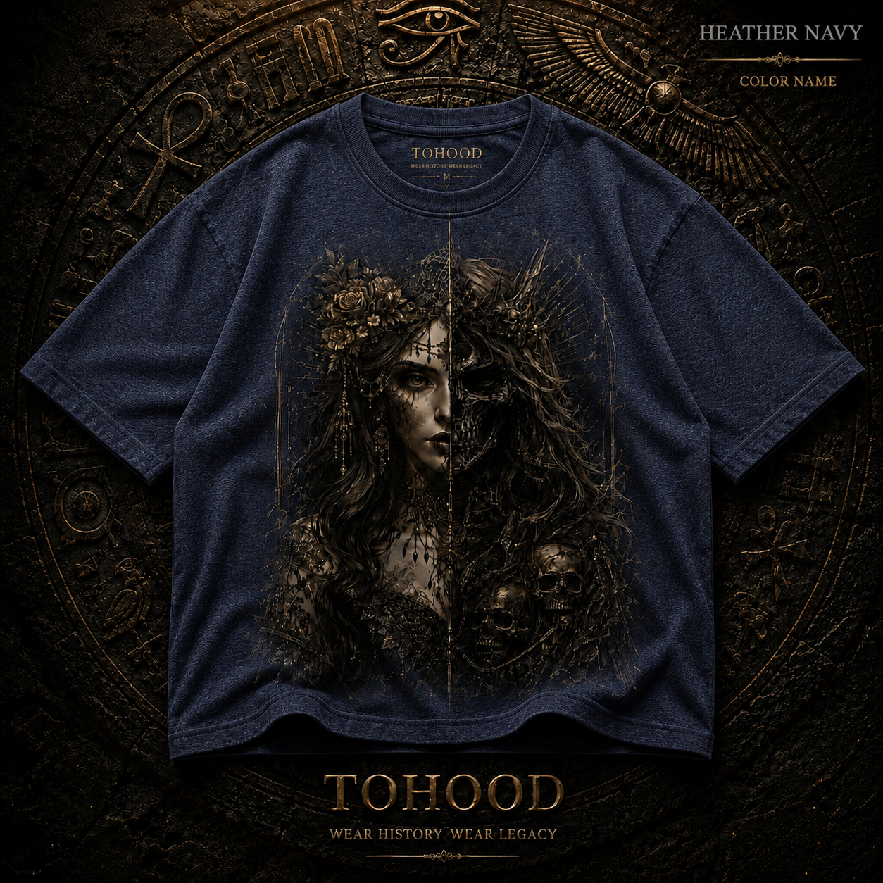Gothic Moon Goddess T-Shirt — Dark Floral Portrait Tee - Image 12