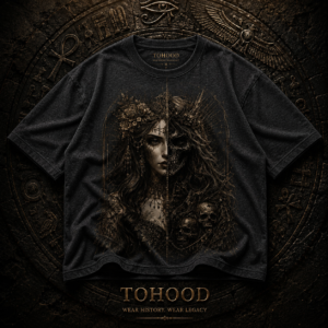 Gothic Moon Goddess T-Shirt — Dark Floral Portrait Tee - Image 4