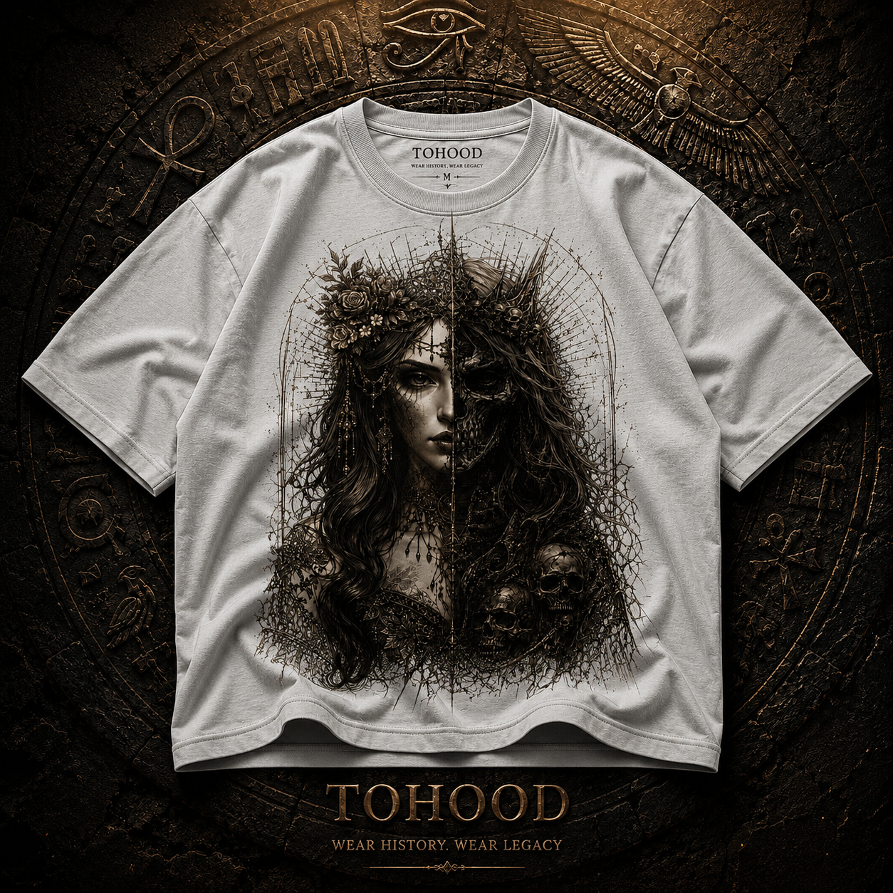 Gothic Moon Goddess T-Shirt — Dark Floral Portrait Tee - Image 16