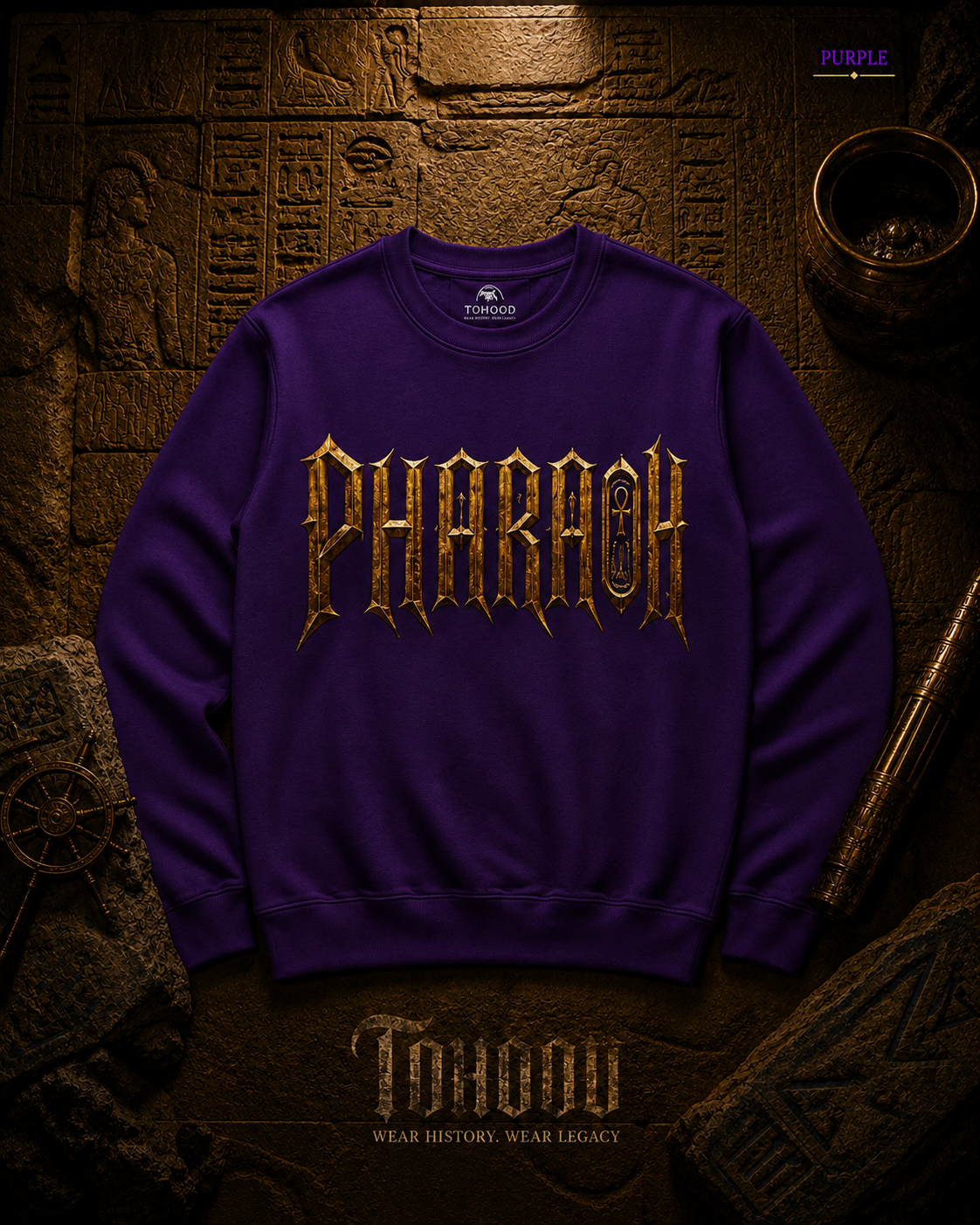 Pharaoh Graphic Crewneck Sweatshirt — Egyptian God Illustration - Image 24