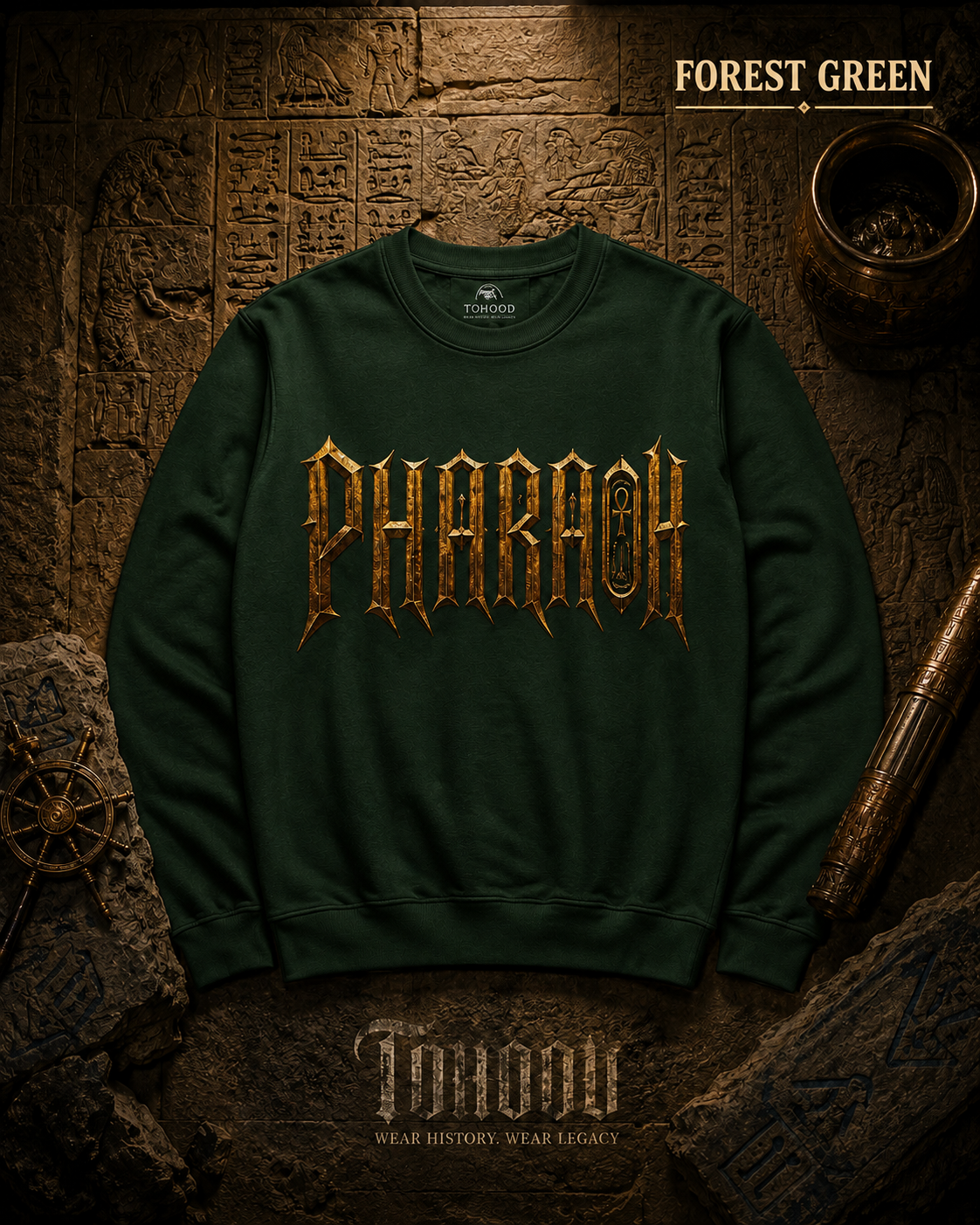 Pharaoh Graphic Crewneck Sweatshirt — Egyptian God Illustration - Image 10