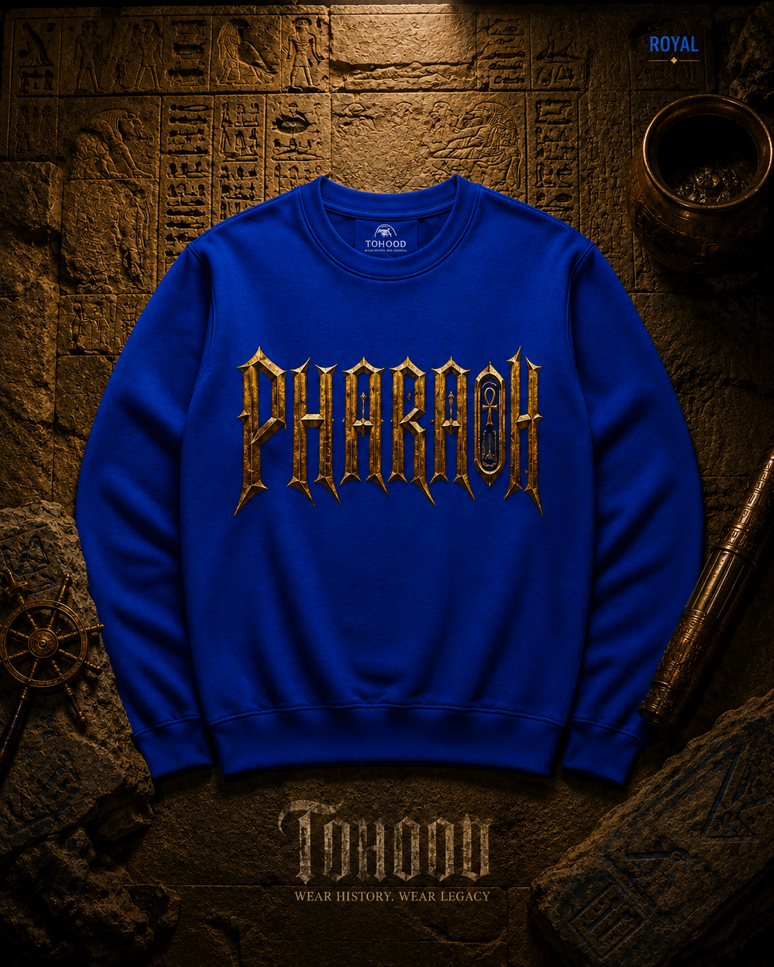 Pharaoh Graphic Crewneck Sweatshirt — Egyptian God Illustration - Image 20