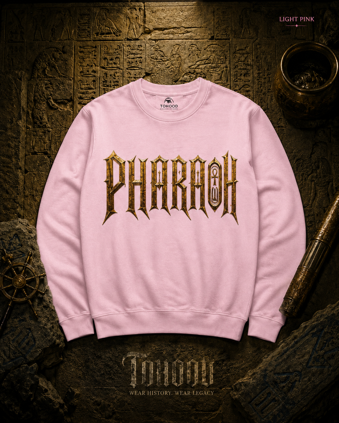 Pharaoh Graphic Crewneck Sweatshirt — Egyptian God Illustration - Image 26