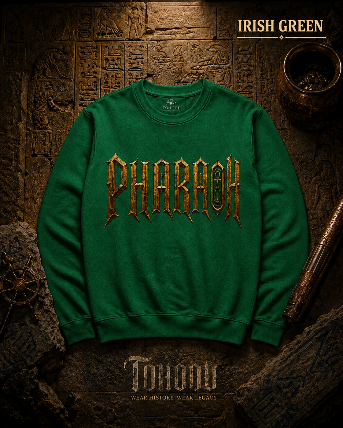 Pharaoh Graphic Crewneck Sweatshirt — Egyptian God Illustration - Image 12