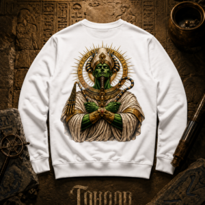 Pharaoh Graphic Crewneck Sweatshirt — Egyptian God Illustration