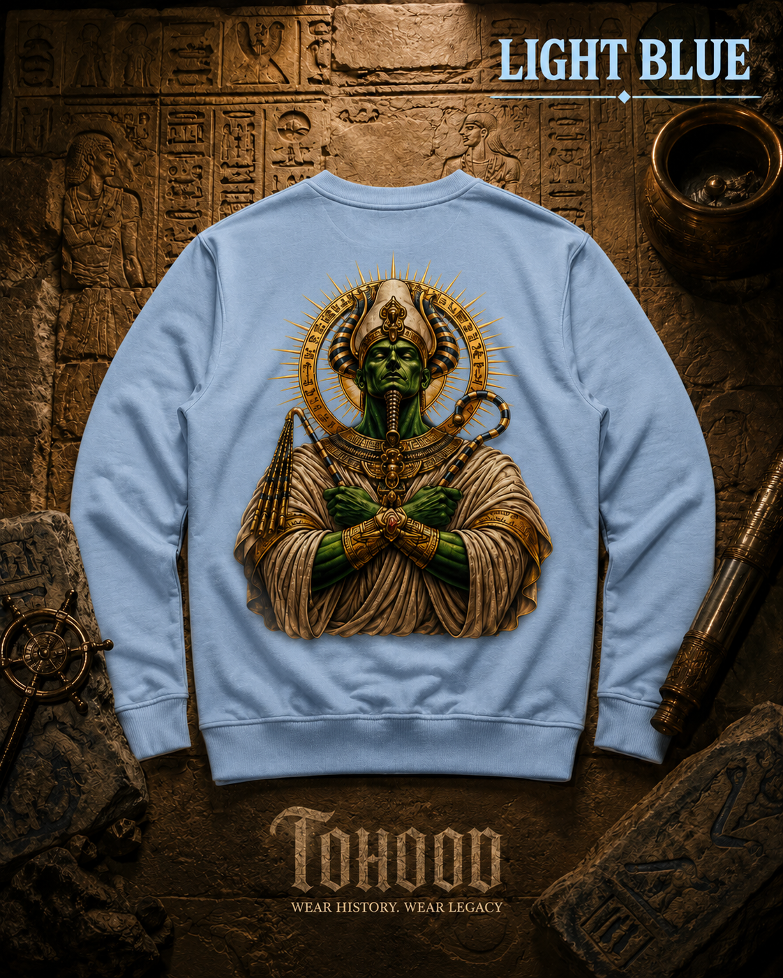 Pharaoh Graphic Crewneck Sweatshirt — Egyptian God Illustration - Image 15