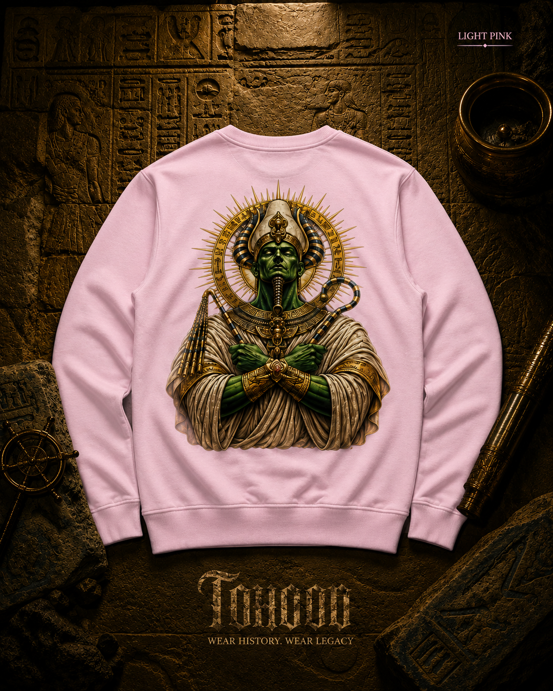 Pharaoh Graphic Crewneck Sweatshirt — Egyptian God Illustration - Image 25