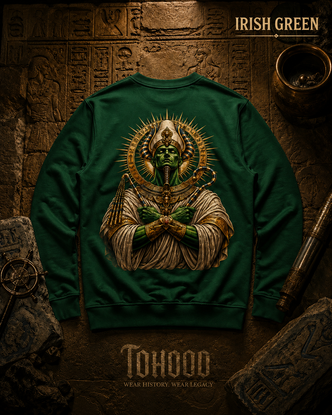 Pharaoh Graphic Crewneck Sweatshirt — Egyptian God Illustration - Image 11