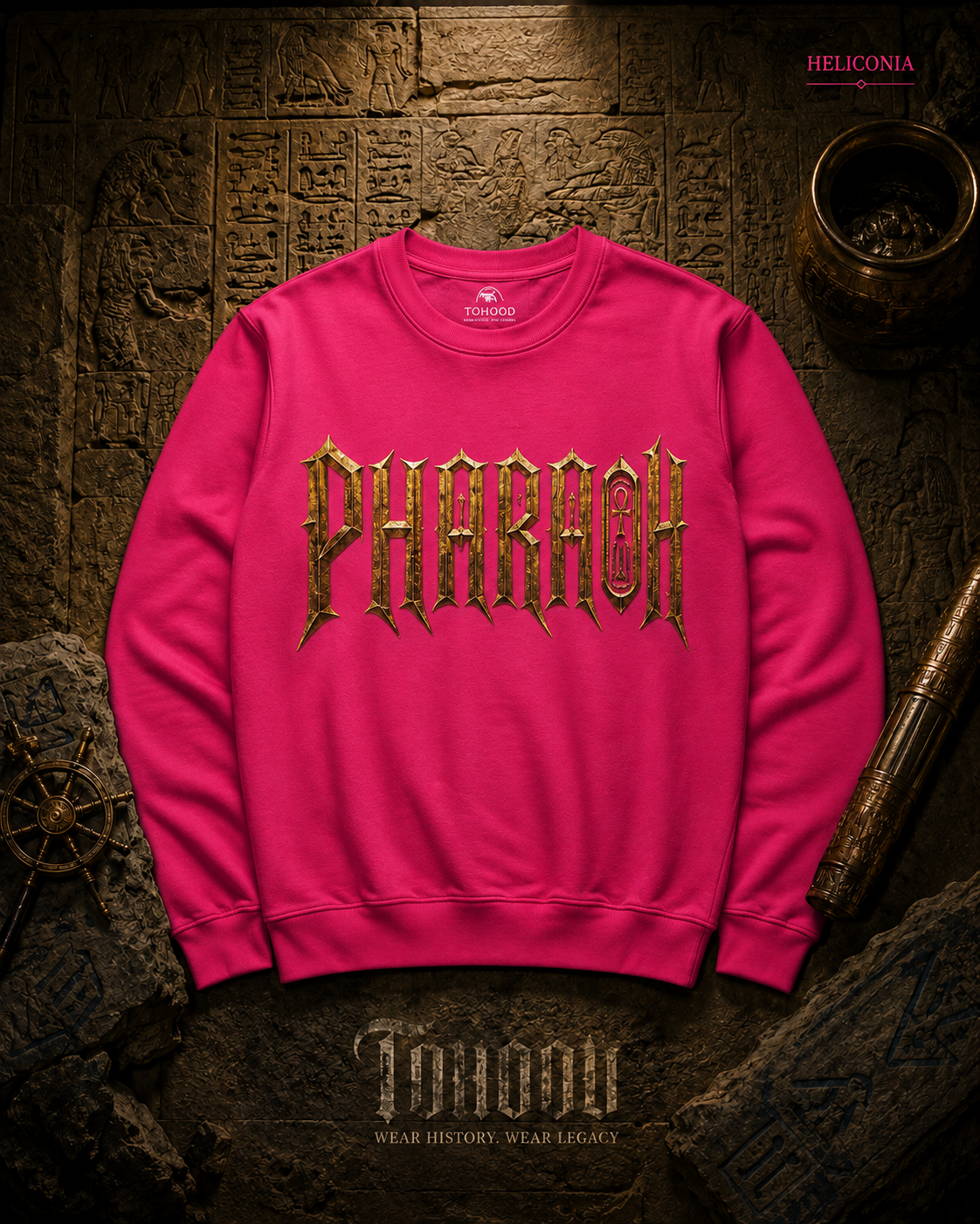 Pharaoh Graphic Crewneck Sweatshirt — Egyptian God Illustration - Image 28