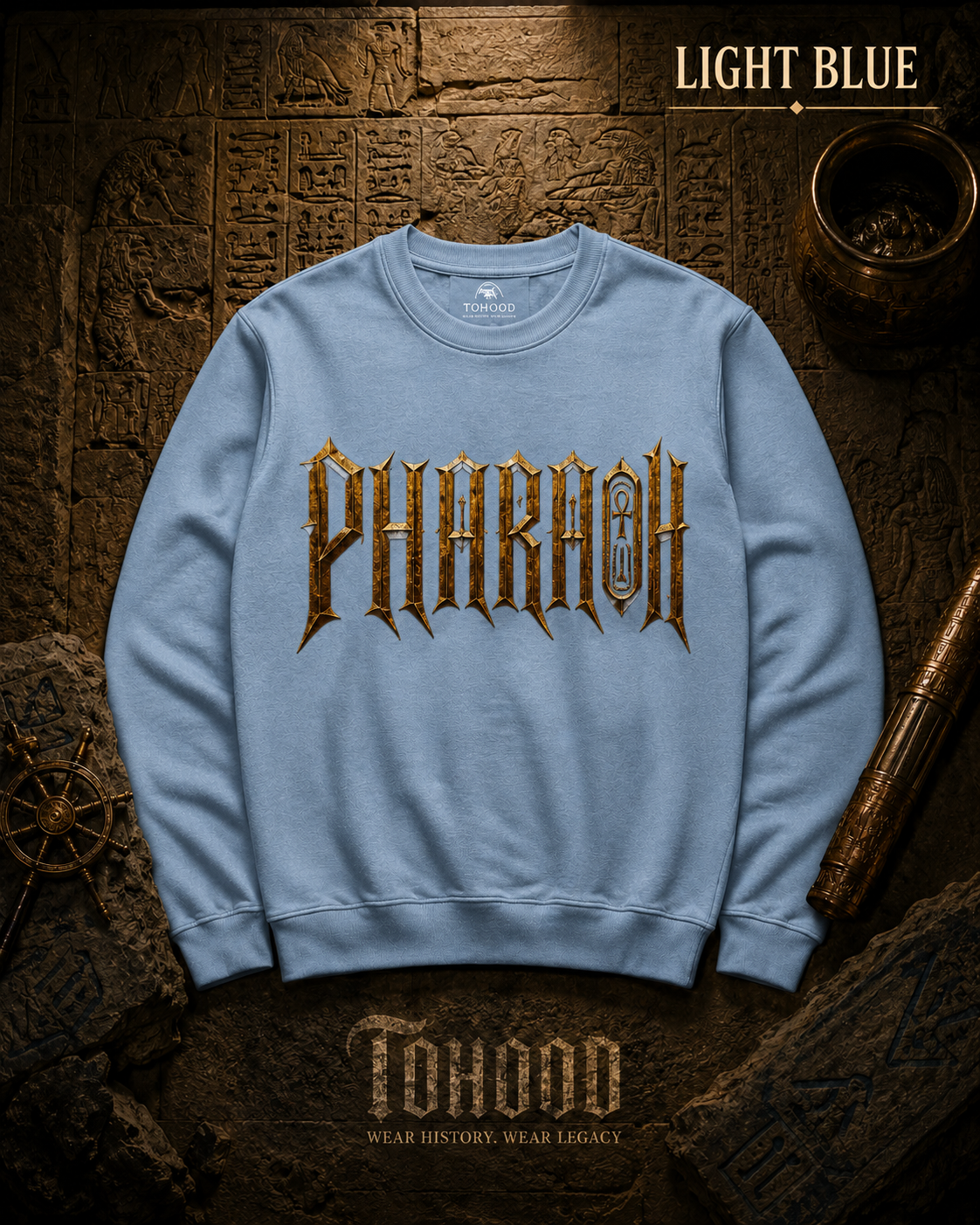 Pharaoh Graphic Crewneck Sweatshirt — Egyptian God Illustration - Image 16