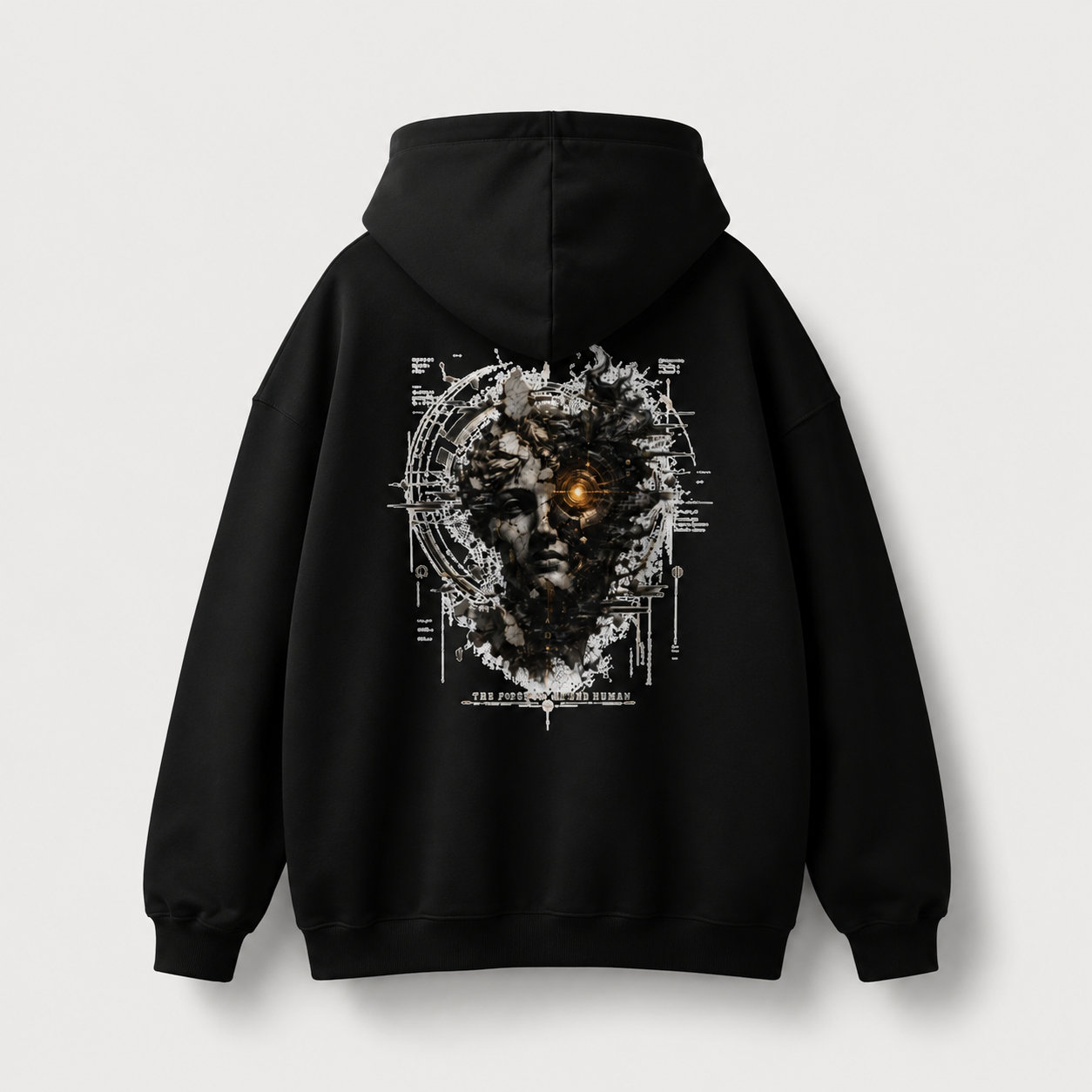 Awaken Graphic Hoodie — Surreal Cyberpunk Face Backprint