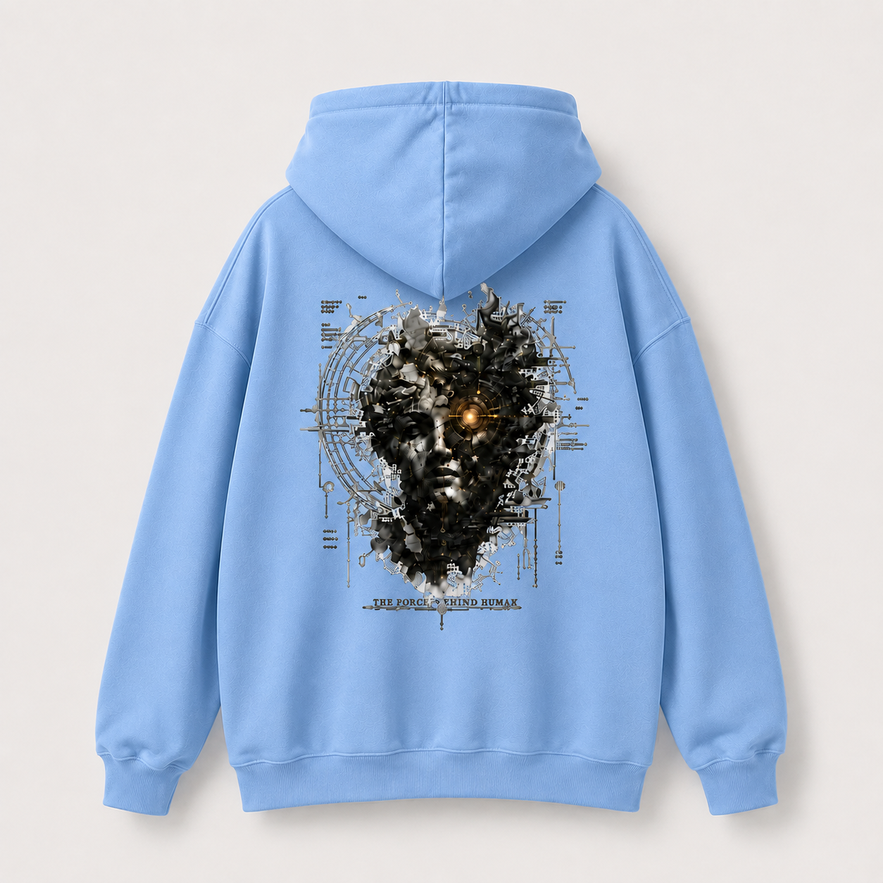 Awaken Graphic Hoodie — Surreal Cyberpunk Face Backprint - Image 13