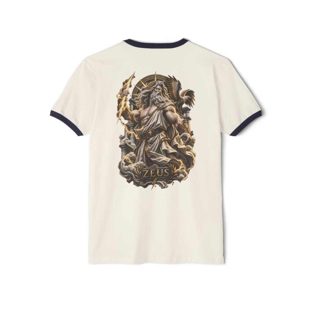 Zeus Thunder Ringer T-Shirt — Vintage Greek God Lightning Tee
