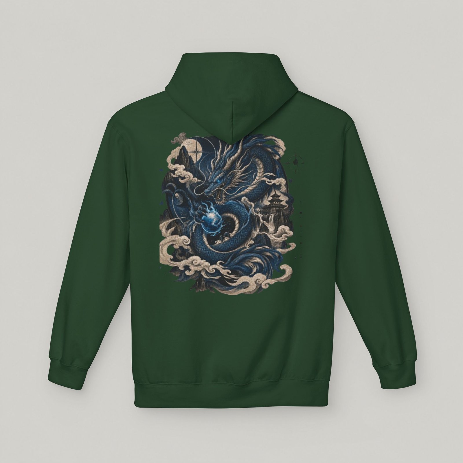Blue Dragon Hoodie — Japanese Kanji Dragon Graphic Pullover - Image 8